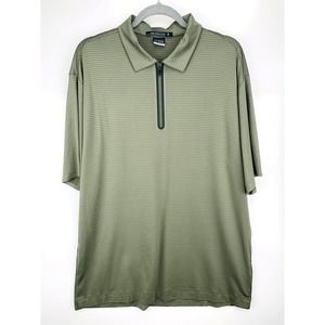 Nike Tiger Woods Platinum Golf Polo Size L Large Stripe Green Zip 336883-323